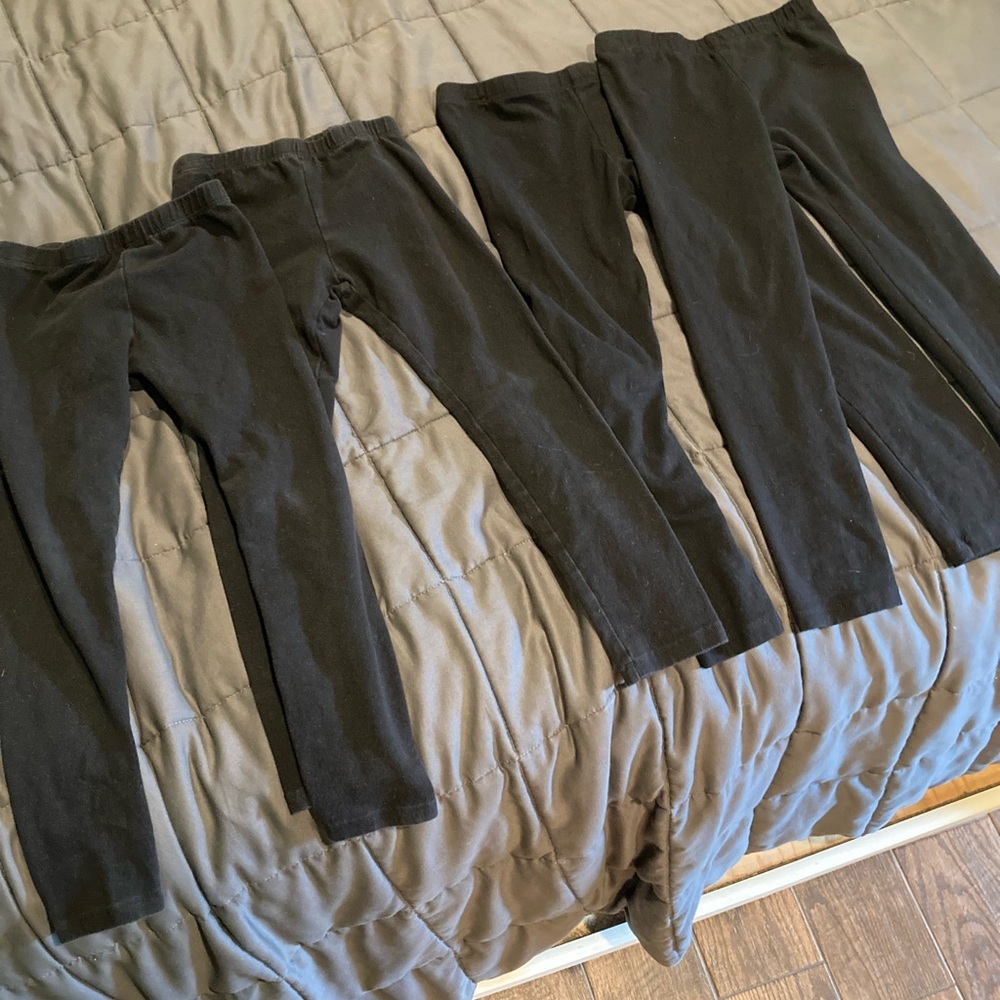 4 pair Black girls leggings size 6/7